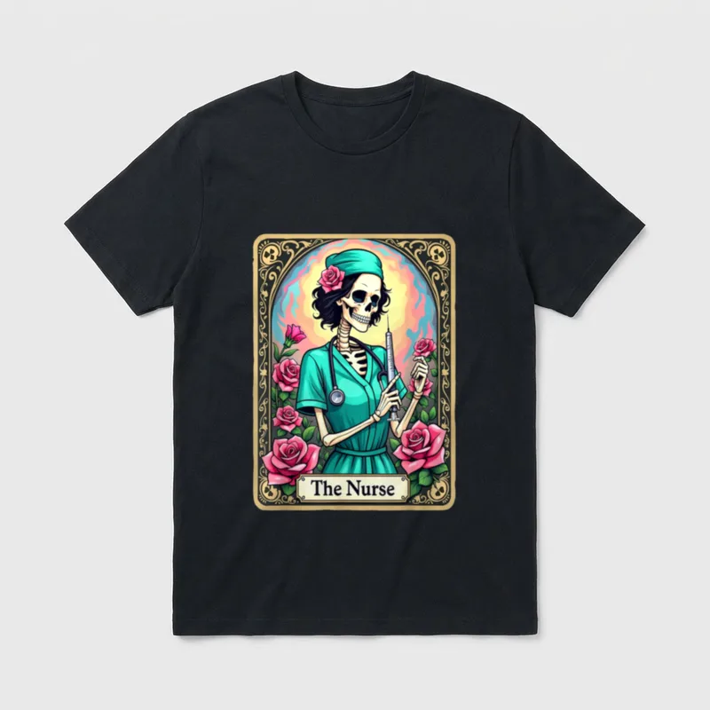 Nurse Skeleton Tarot Card Funny Nursing T-Shirt – Classic T-Shirt in Black