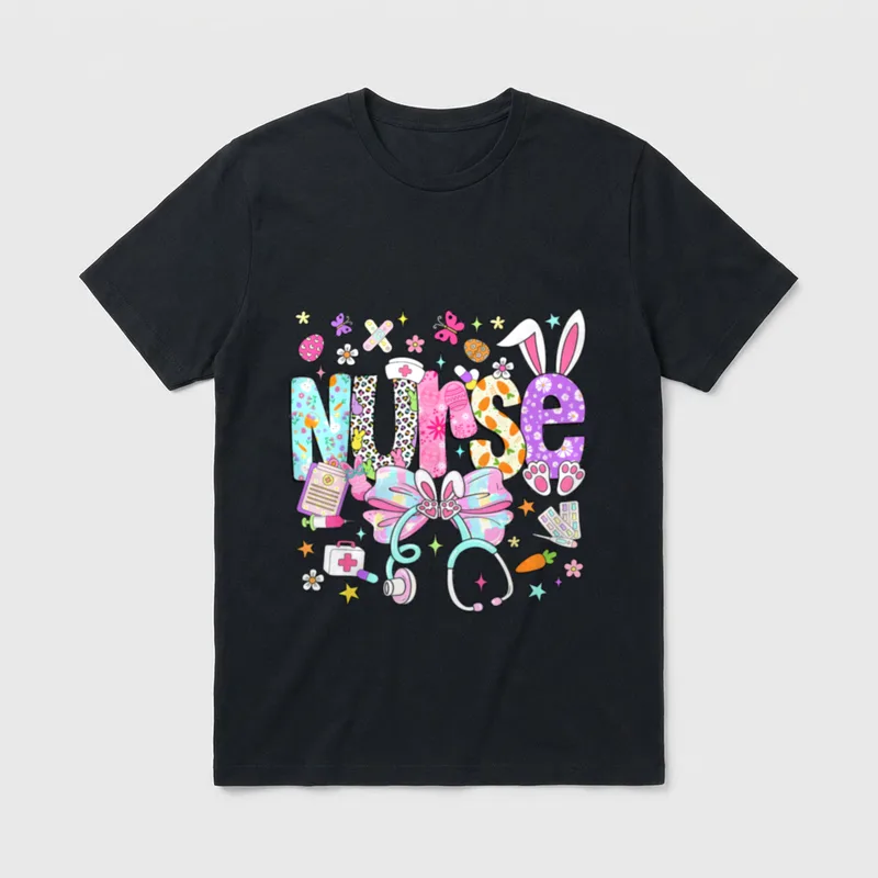Nurse Easter Day Cute Coquette Stethoscope T-Shirt – Classic T-Shirt in Black