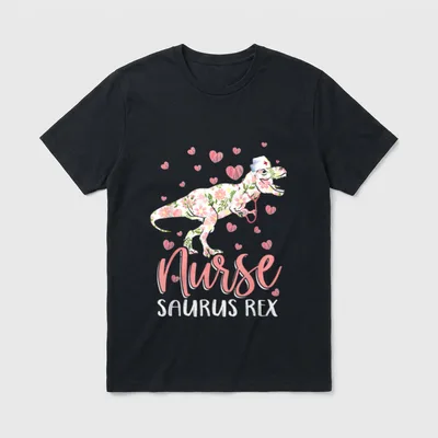 Dinosaur Scrub Nurse Life RN Nursing T-Shirt – Classic T-Shirt in Black