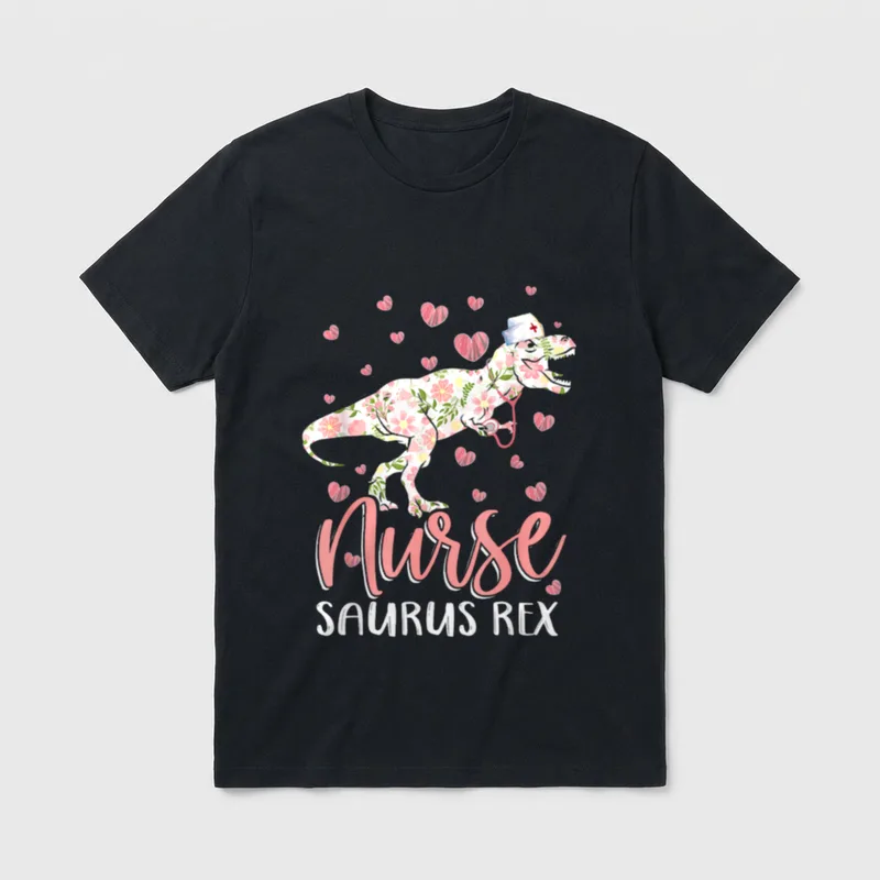 Dinosaur Scrub Nurse Life RN Nursing T-Shirt – Classic T-Shirt in Black