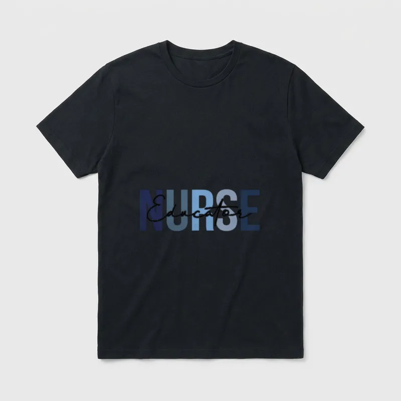 Retro Educator Nurse Nursing T-Shirt – NURSE Educator in bold block letters and script – Classic T-Shirt in Black