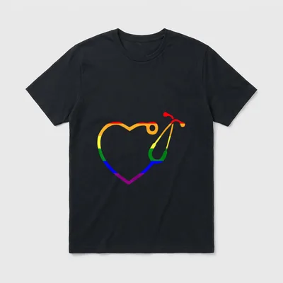 Nurse Stethoscope LGBT-Q Rainbow Gay Pride T-Shirt – Classic T-Shirt in Black