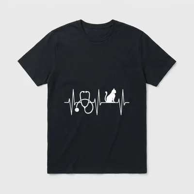 Nurse Cat Lover Nursing Heartbeat Registered T-Shirt – Classic T-Shirt in Black