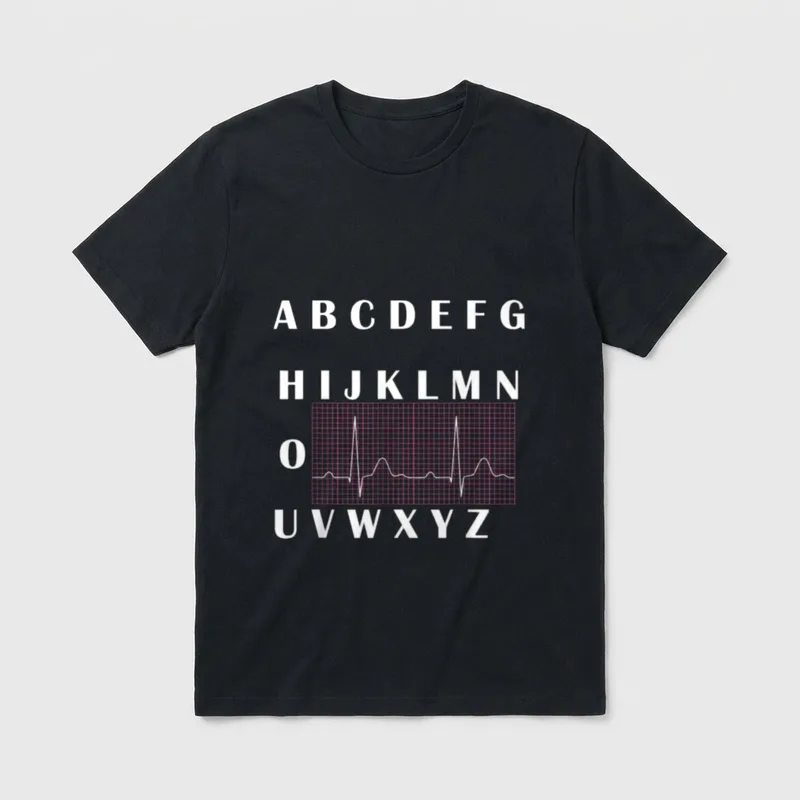 PQRSTU Heartbeats Nurse T-Shirt – Classic T-Shirt in Black