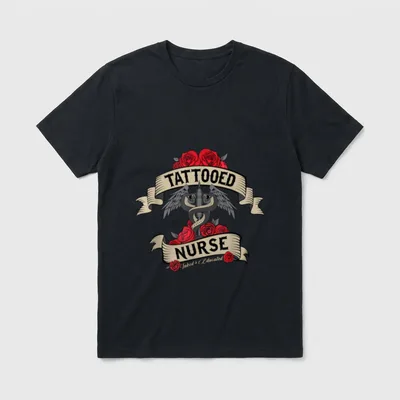 Tattooed Nurse Inked Educated Tattoo Lover T-Shirt – TATTOOED NURSE Inked & Educated – Classic T-Shirt in Black