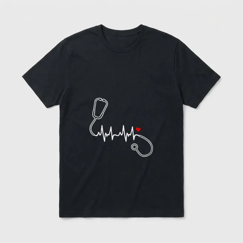 Nurse Heartbeat Clothing Stethoscope Heart T-Shirt – Classic T-Shirt in Black