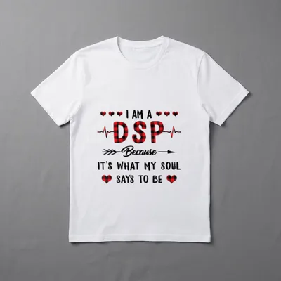 Buffalo Plaid Nurse T-Shirt – DSP lettering with heartbeat line, arrow, and buffalo plaid hearts – Classic T-Shirt in Black