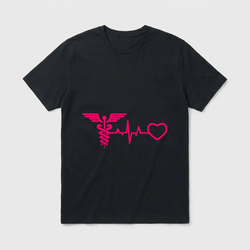 RN LVN Nurse Heartbeat Medicine Cool T-Shirt – Classic T-Shirt in Black