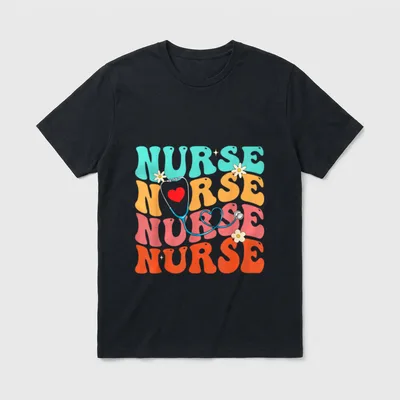 Groovy Stethoscope Nurse Life Nursing Week T-Shirt – Classic T-Shirt in Black