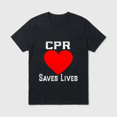 Nurse EMS CPR Saves Lives T-Shirt – Red heart with distressed white CPR SAVES LIVES lettering – Classic T-Shirt in Black
