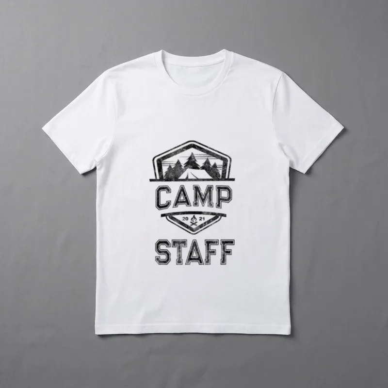 Nurse Host Team T-Shirt – CAMP 20 21 STAFF lettering with camp tent and campfire – Classic T-Shirt in Black