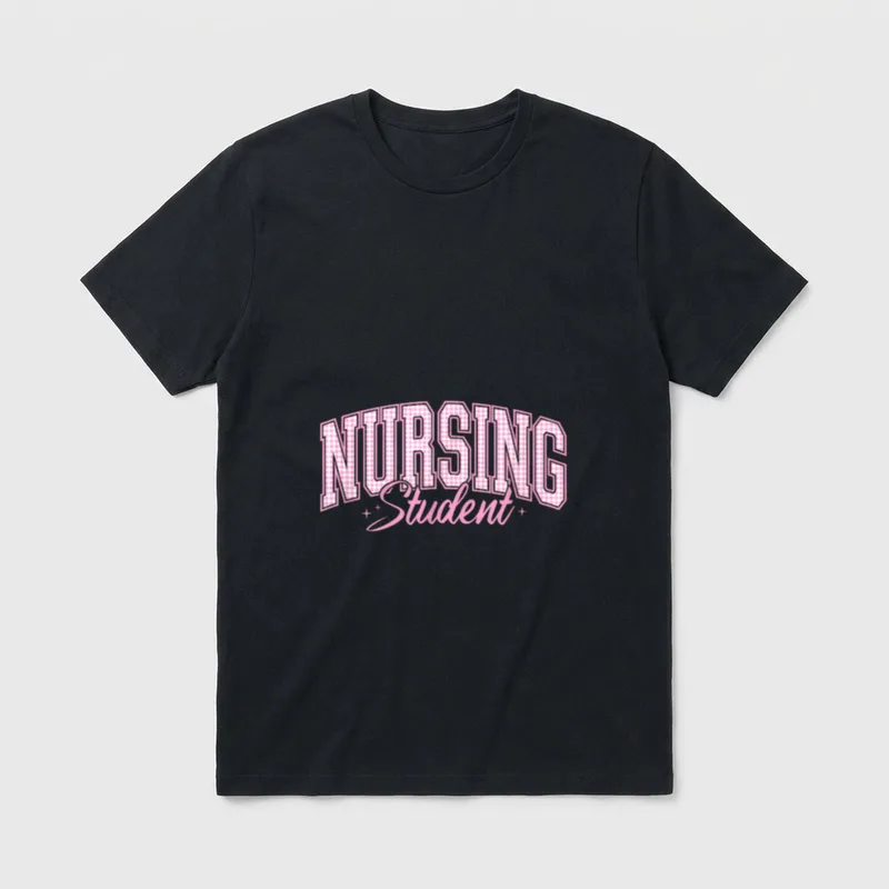 Pink Gingham Nursing Student Trendy Nurse T-Shirt – Classic T-Shirt in Black