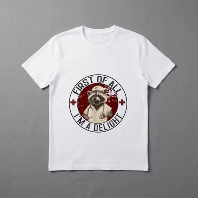 All I'm a Delight Raccoon First T-Shirt – FIRST OF ALL I'M A DELIGHT – Classic T-Shirt in Black