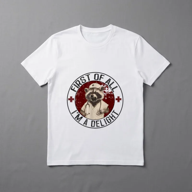 All I'm a Delight Raccoon First T-Shirt – FIRST OF ALL I'M A DELIGHT – Classic T-Shirt in Black