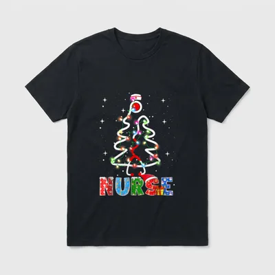 Nurse Christmas Tree Stethoscope RN LPN T-Shirt – Classic T-Shirt in Black
