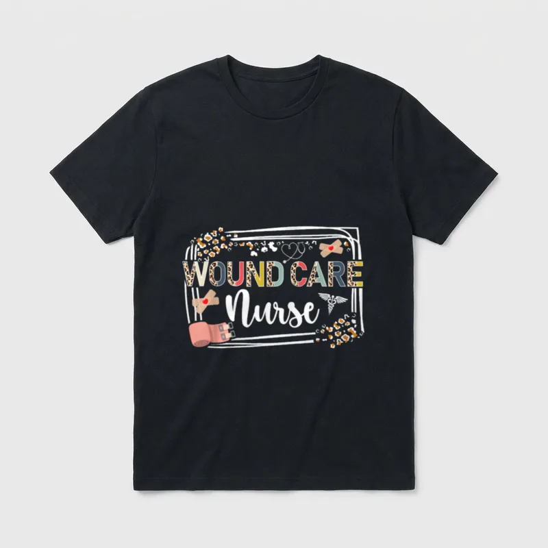 Cute Wound Care Nurse Leopard Nursing T-Shirt – Classic T-Shirt in Black