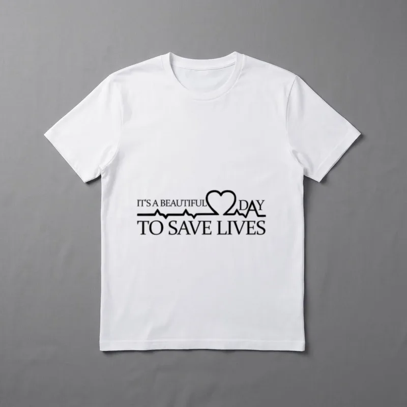 Doctor Nurse Beautiful T-Shirt – IT'S A BEAUTIFUL DAY TO SAVE LIVES with heartbeat line and heart – Classic T-Shirt in Black