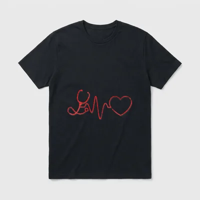 Hospital Care Stethoscope Heartbeat Nurse T-Shirt – Classic T-Shirt in Black