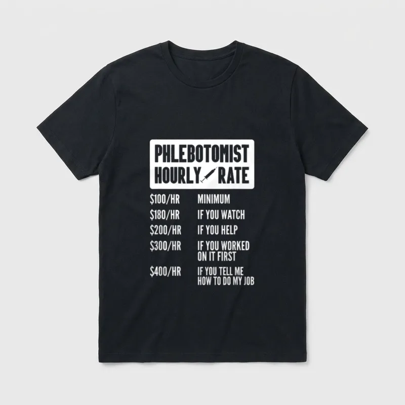 Phlebotomist Hourly Rate Nurse Nursing Medical T-Shirt – Classic T-Shirt in Black