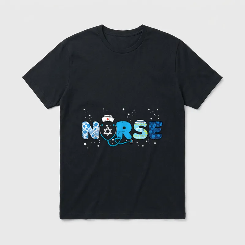 Hanukkah Nurse Chanukah Nursing T-Shirt – Classic T-Shirt in Black