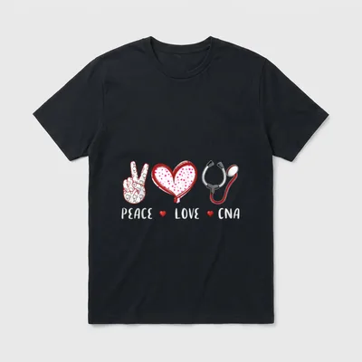 Peace Love CNA Nurse Nursing T-Shirt – Classic T-Shirt in Black