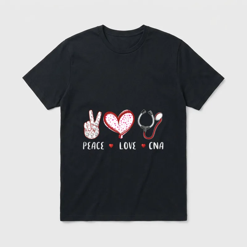 Peace Love CNA Nurse Nursing T-Shirt – Classic T-Shirt in Black