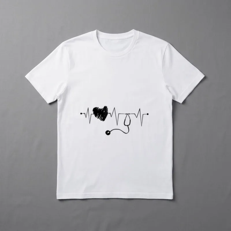 Nurse with Heart Nursing Heartbeat Medical T-Shirt – Classic T-Shirt in Black