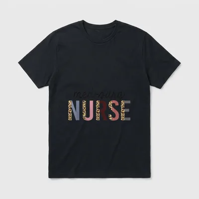 Med Surg Nurse Leopard Print School T-Shirt – med-surg NURSE in script and leopard print lettering – Classic T-Shirt in Black
