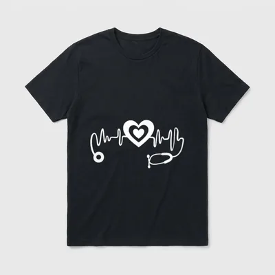 Nurse Nursing RN Heartbeat ECG T-Shirt – Classic T-Shirt in Black