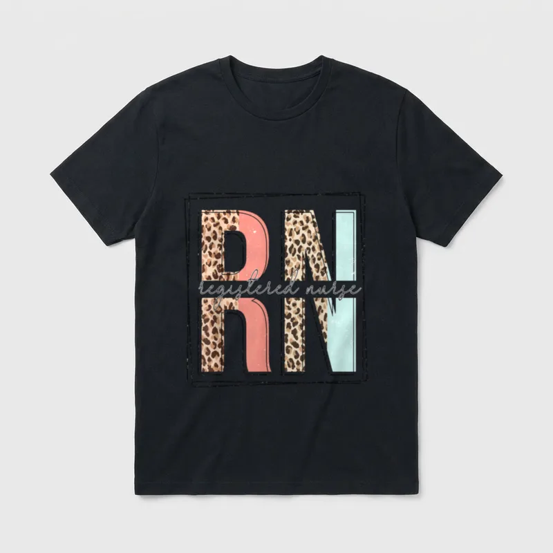 Registred Nurse Leopard RN Life Nurses T-Shirt – Classic T-Shirt in Black
