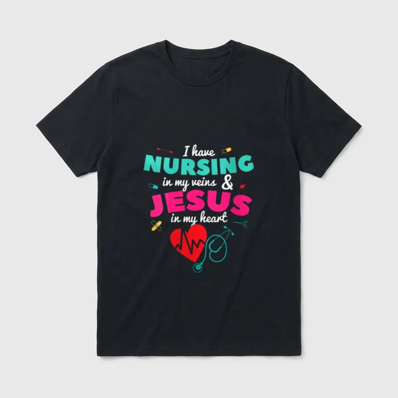 Nurse Christian Nursing Student Graduation RN T-Shirt – Classic T-Shirt in Black