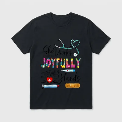 She Works Willingly with Her Hands T-Shirt – She Works Proverbs 31:13 JOYFULLY WITH HER Hands – Classic T-Shirt in Black