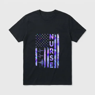 Nurse Amazing T-Shirt – Distressed flag with medical caduceus and printed NURSE lettering – Classic T-Shirt in Black
