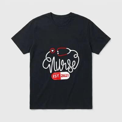 RN Nursing School Nurse Graduation Established T-Shirt – Classic T-Shirt in Black