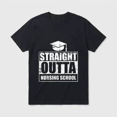Straight Outta Nursing School Funny Nurse T-Shirt – Classic T-Shirt in Black