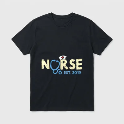 Nurse Est 2019 RN Nursing School T-Shirt – Classic T-Shirt in Black