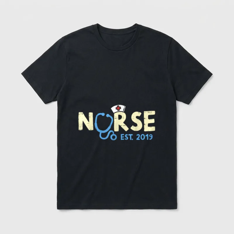 Nurse Est 2019 RN Nursing School T-Shirt – Classic T-Shirt in Black