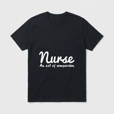 Nurse an Art of Compassion T-Shirt – White script lettering reading Nurse An art of compassion – Classic T-Shirt in Black