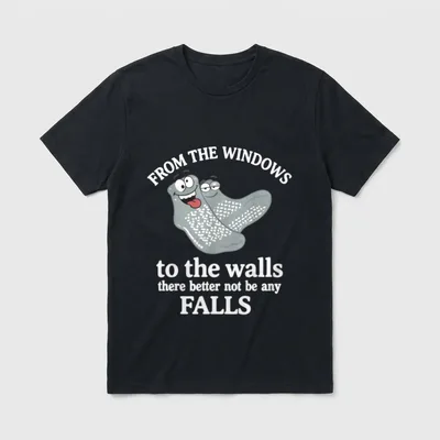 Windows to Walls No Falls Nurse T-Shirt – Classic T-Shirt in Black