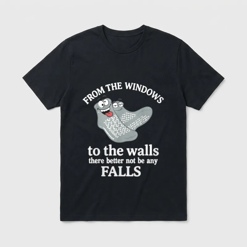 Windows to Walls No Falls Nurse T-Shirt – Classic T-Shirt in Black