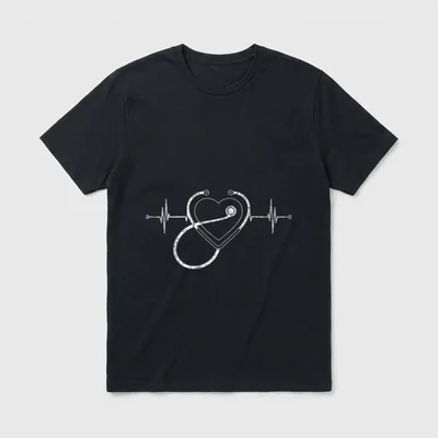 Nursing Stethoscope Nurse Heartbeat Medical Staff T-Shirt – Classic T-Shirt in Black