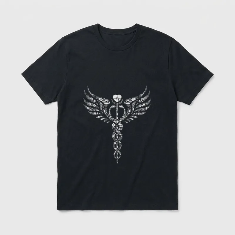 Nurse Caduceus Medical Symbol Nursing T-Shirt – Classic T-Shirt in Black