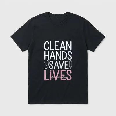Hands Save Lives Infection Control Nurse T-Shirt – Classic T-Shirt in Black