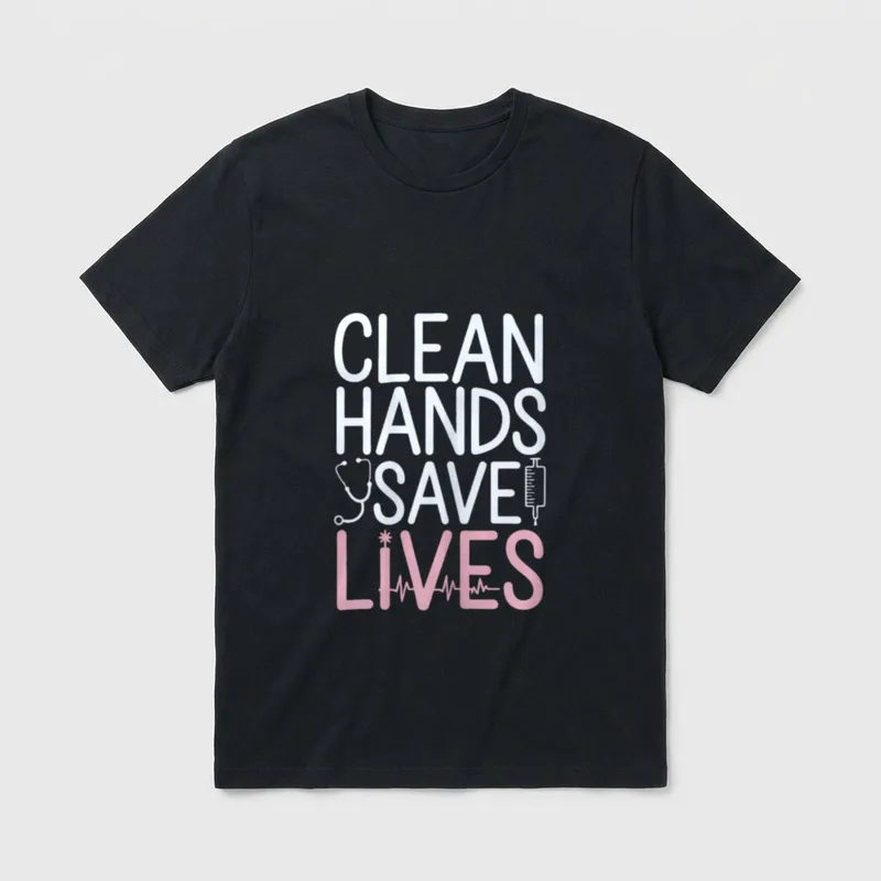 Hands Save Lives Infection Control Nurse T-Shirt – Classic T-Shirt in Black