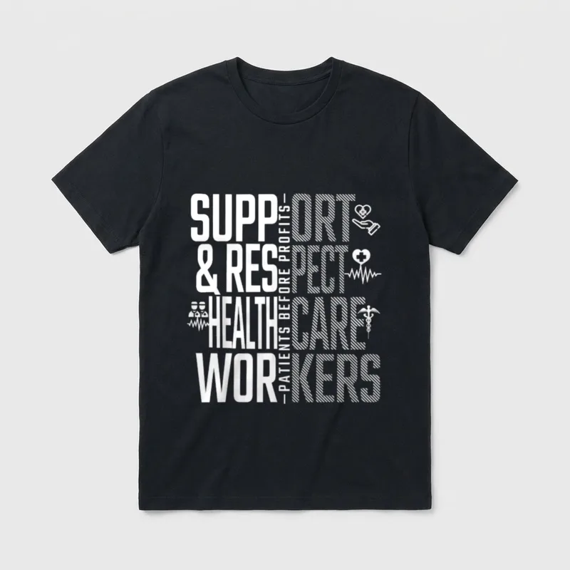Support Respect Nurses Healthcare Workers Strike T-Shirt – Classic T-Shirt in Black
