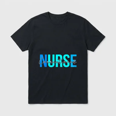 Correctional Nurse Lightweight T-Shirt – Correctional in white script over blue block NURSE – Classic T-Shirt in Black