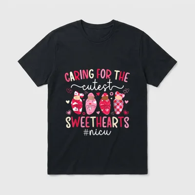 Cute NICU Nurse Valentines Day Nursing T-Shirt – Classic T-Shirt in Black