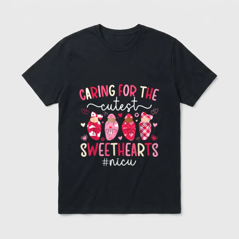 Cute NICU Nurse Valentines Day Nursing T-Shirt – Classic T-Shirt in Black