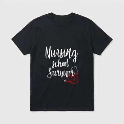 Nursing School Survivor Achievement T-Shirt – Classic T-Shirt in Black