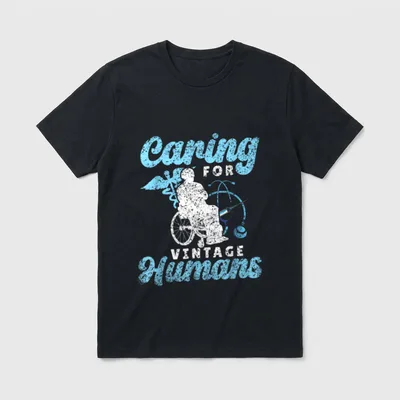 Caring for Vintage Humans Nursing Geriatric T-Shirt – Classic T-Shirt in Black